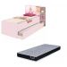 Base Cama Baú Solteiro Princesas Rosa Bicama Multiuso com Base Auxiliar e 03 Prateleiras + Colchão De Espuma D28