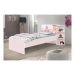 Base Cama Baú Solteiro Princesas Rosa com Baú Multiuso e 03 Prateleiras + 1 Colchão De Espuma D28