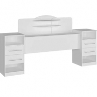 Cabeceira Casal Branca Com Tomada Carrega Celular Abajur com Mesa Lateral com 2 Gavetas e Prateleiras Luxo - Ip