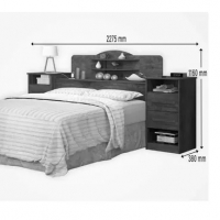 Cabeceira Casal Marrom Com Tomada Carrega Celular Abajur com Mesa Lateral com 2 Gavetas e Prateleiras Luxo - Ip