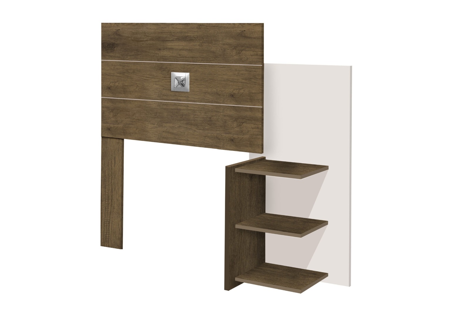 Cabeceira Off White Com Prateleiras Lateral Para Cama Box Solteiro Ao