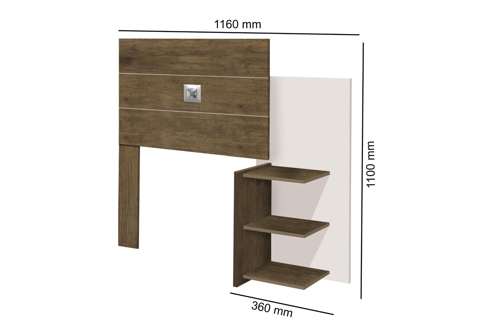 Cabeceira Para Cama Box Solteiro Moderna  Off White Com Mesa Lateral 3 Prateleiras Espaçosa Ao