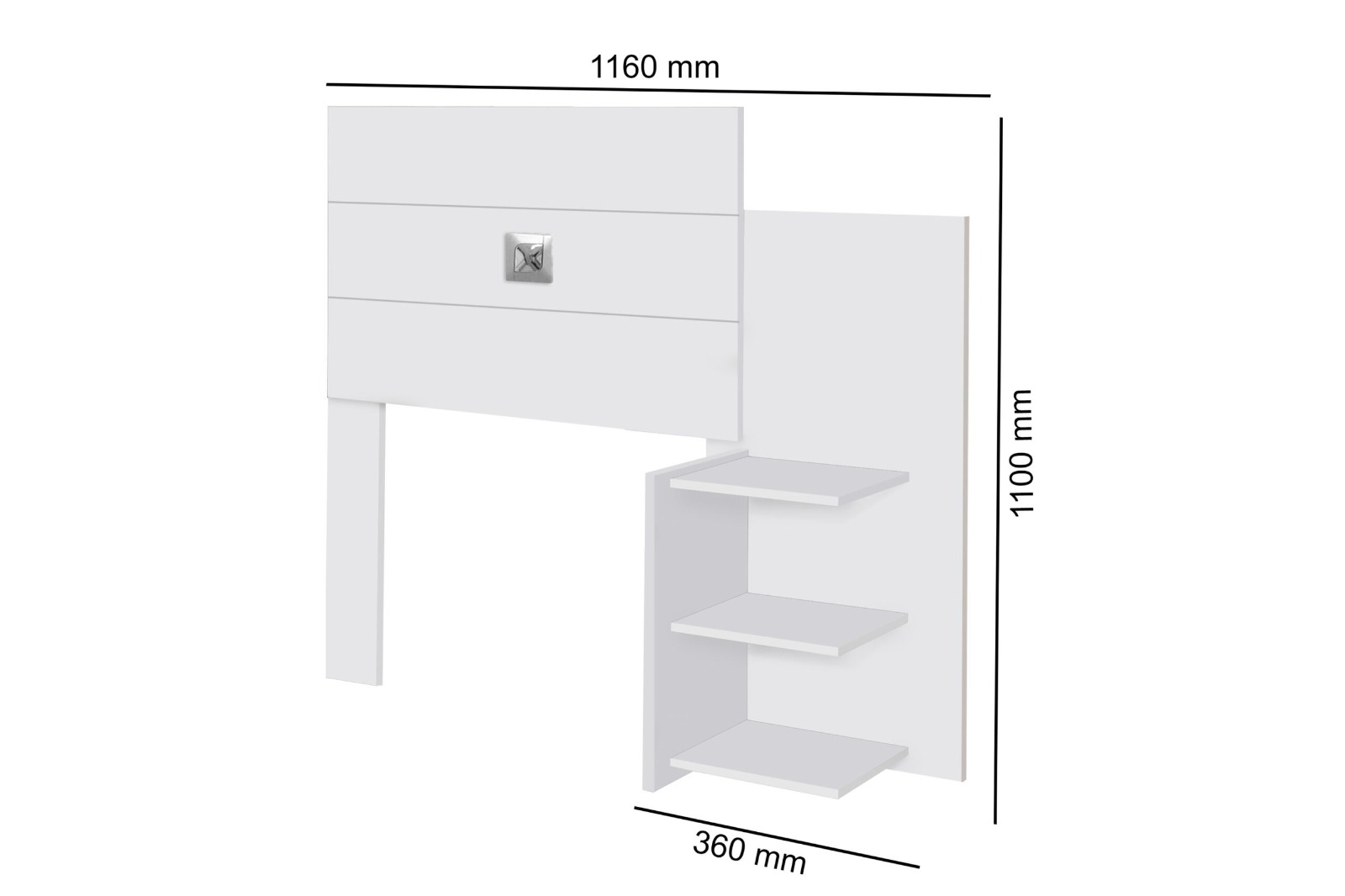 Cabeceira Para Cama Box Solteiro Moderna Branca Com Mesa Lateral 3 Prateleiras Espaçosa Ao