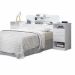Cabeceira Queen Size Branca Com Tomada Carrega Celular Abajur com Mesa Lateral com 2 Gavetas e Prateleiras Luxo - Ip