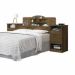Cabeceira Queen Size Marrom Com Tomada Carrega Celular Abajur com Mesa Lateral com 2 Gavetas e Prateleiras Luxo - Ip