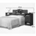 Cabeceira Queen Size Marrom Com Tomada Carrega Celular Abajur com Mesa Lateral com 2 Gavetas e Prateleiras Luxo - Ip