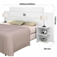 Cabeceira Queen Size Marrom com Branco de Madeira Com 2 Mesa Lateral com Prateleiras Cabeceira p/ Cama Base Box 1,58 Acp