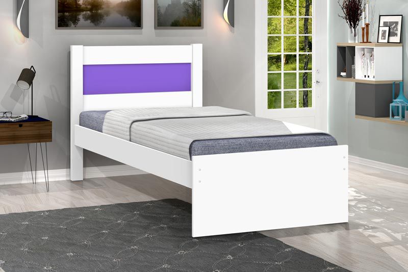 Cama Solteiro Prisma Branco com Lilás - JeA Móveis