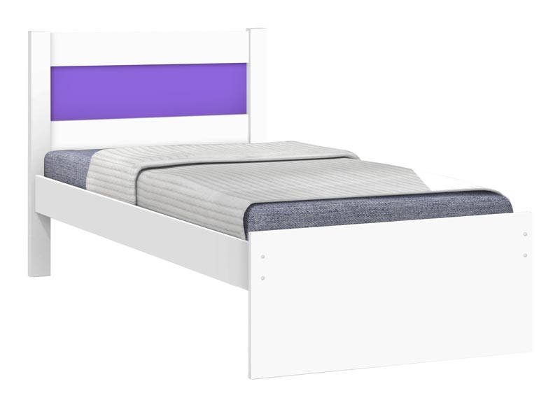 Cama Solteiro Prisma Branco com Lilás - JeA Móveis