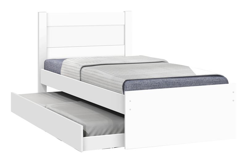 Cama Solteiro com Auxiliar Prisma Branco - JeA Móveis