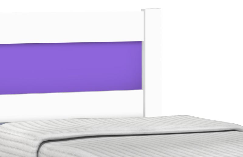 Cama Solteiro com Auxiliar Prisma Branco com Lilás - JeA Móveis