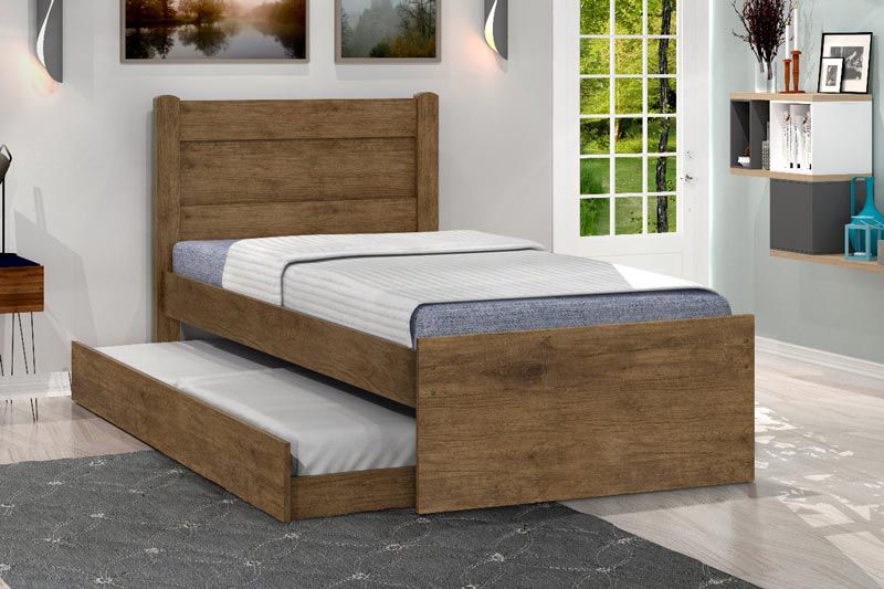Cama Solteiro com Auxiliar Prisma Jequitibá - JeA Móveis