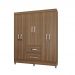 Guarda Roupa Roupeiro De Casal 6 Portas Marrom com Pés Cabideiro 1,50x1,88 Viena