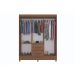 Guarda Roupa Roupeiro De Casal 6 Portas Marrom com Pés Cabideiro 1,50x1,88 Viena