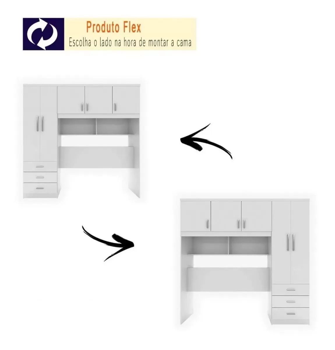 Kit 2x1 Guarda Roupa Roupeiro De Casal Branco + Cabeceira com Baú Interno Luxo 2,05 x 2,00 Cc