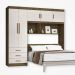 Kit 2x1 Guarda Roupa Roupeiro De Casal Marrom com Off White + Cabeceira com Baú Interno Luxo 2,05 x 2,00 Cc