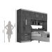 Kit 2x1 Guarda Roupa Roupeiro De Casal Marrom com Off White + Cabeceira com Baú Interno Luxo 2,05 x 2,00 Cc