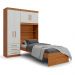 Kit 3x1 Guarda Roupa Roupeiro De Solteiro + Cama Acoplada + Cabeceira com Baú  Interno Luxo