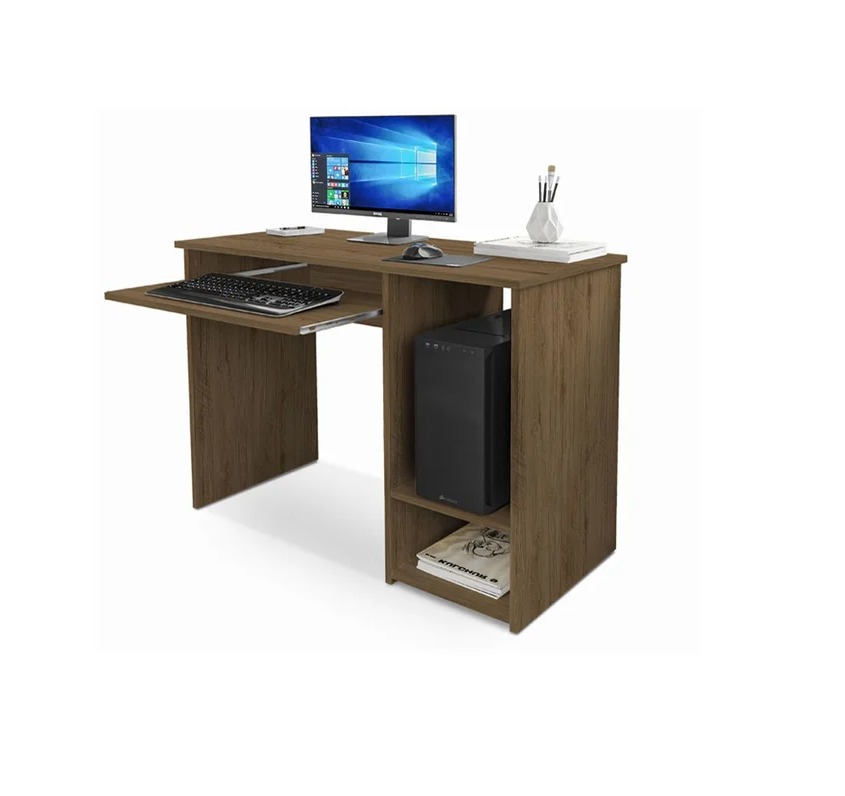 Mesa Escrivaninha Marrom Para Computador Moderna Com Suporte Para Teclado Ig