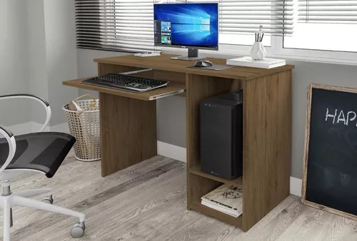 Mesa Escrivaninha Marrom Para Computador Moderna Com Suporte Para Teclado Ig