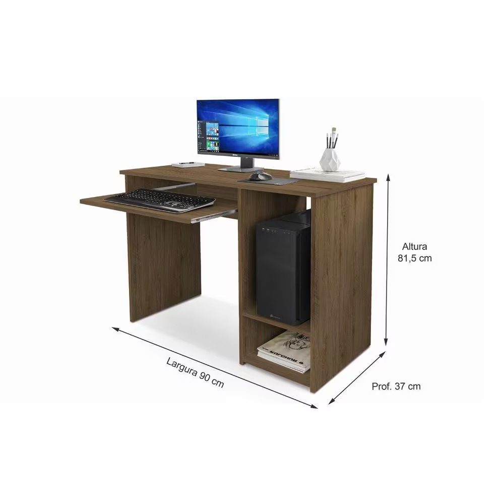 Mesa Escrivaninha Marrom Para Computador Moderna Com Suporte Para Teclado Ig