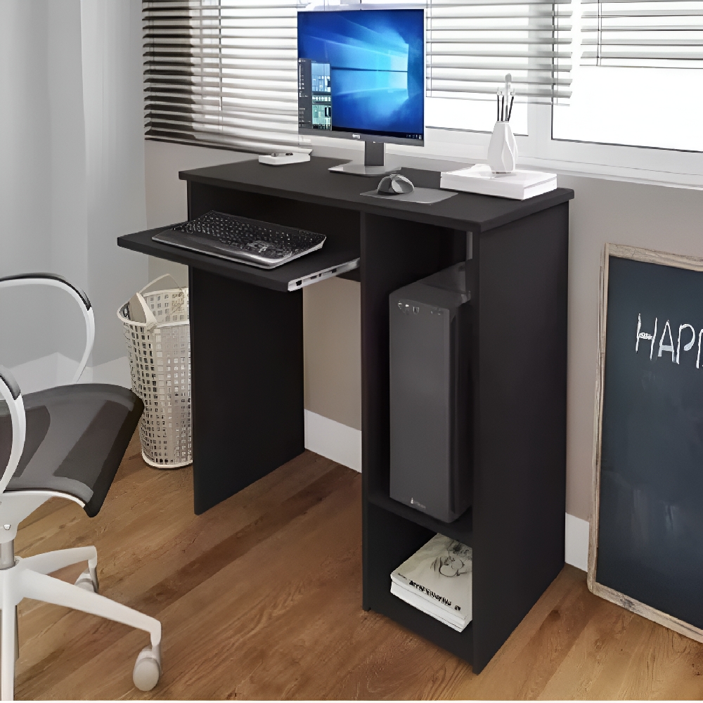Mesa Escrivaninha Preta Para Notebook Pc Gamer Suporte Teclado Ig