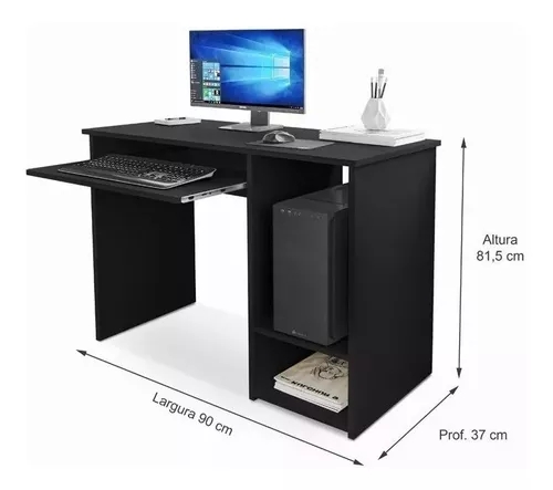Mesa Escrivaninha Preta Para Notebook Pc Gamer Suporte Teclado Ig
