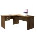 Mesa Para Escritório Trabalhar Em L Marrom de Madeira Espaçosa Com 2 Gavetas e 1 Chave Tampo Reforçado Espaçosa