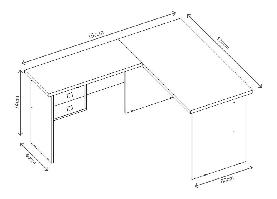Mesa Para Escritório Trabalhar Em L Marrom de Madeira Espaçosa Com 2 Gavetas e 1 Chave Tampo Reforçado Espaçosa
