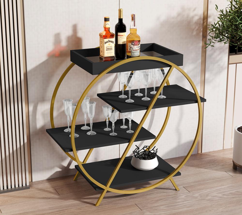 Adega com 4 Prateleira Encantado Preto Dourado