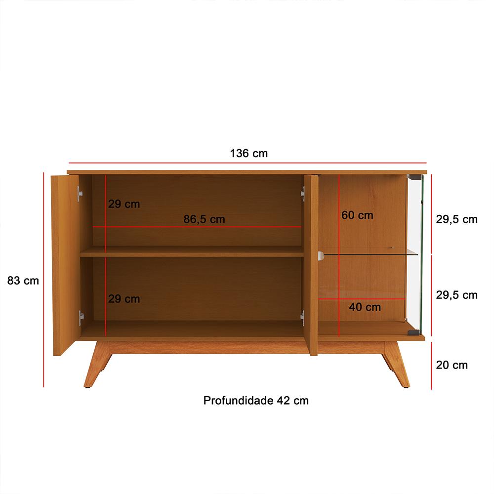 Aparador Para Sala Buffet Açai com 3 Portas Nature