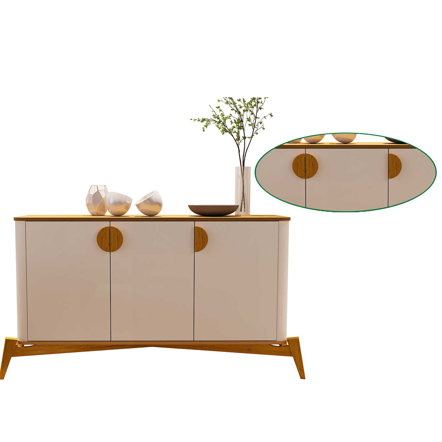 Buffet Aparador Buriti Off White com Nature - Moveis JB