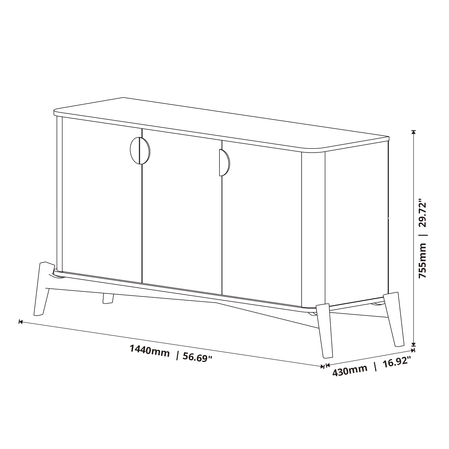 Buffet Aparador Buriti Off White com Nature - Moveis JB