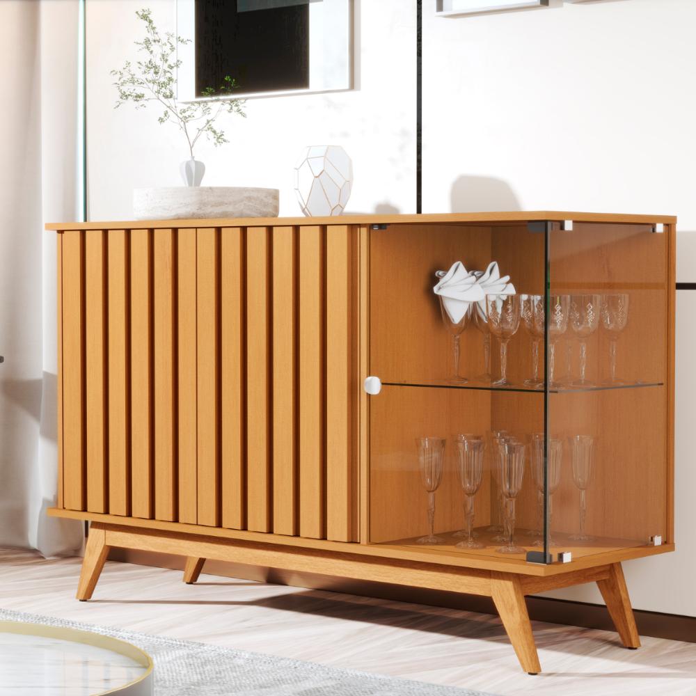 Buffet Ripado com 3 Portas e Lateral de Vidro Nice Nature