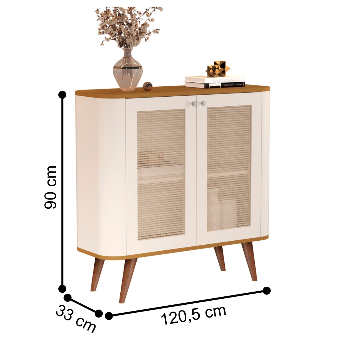 Buffet com 2 Portas e 1 Prateleira Madrid Pérola Nature