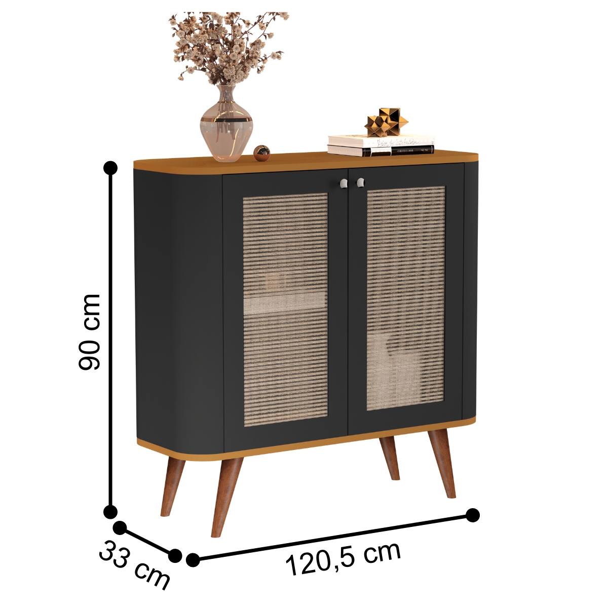 Buffet com 2 Portas e 1 Prateleira Madrid Preto Nature