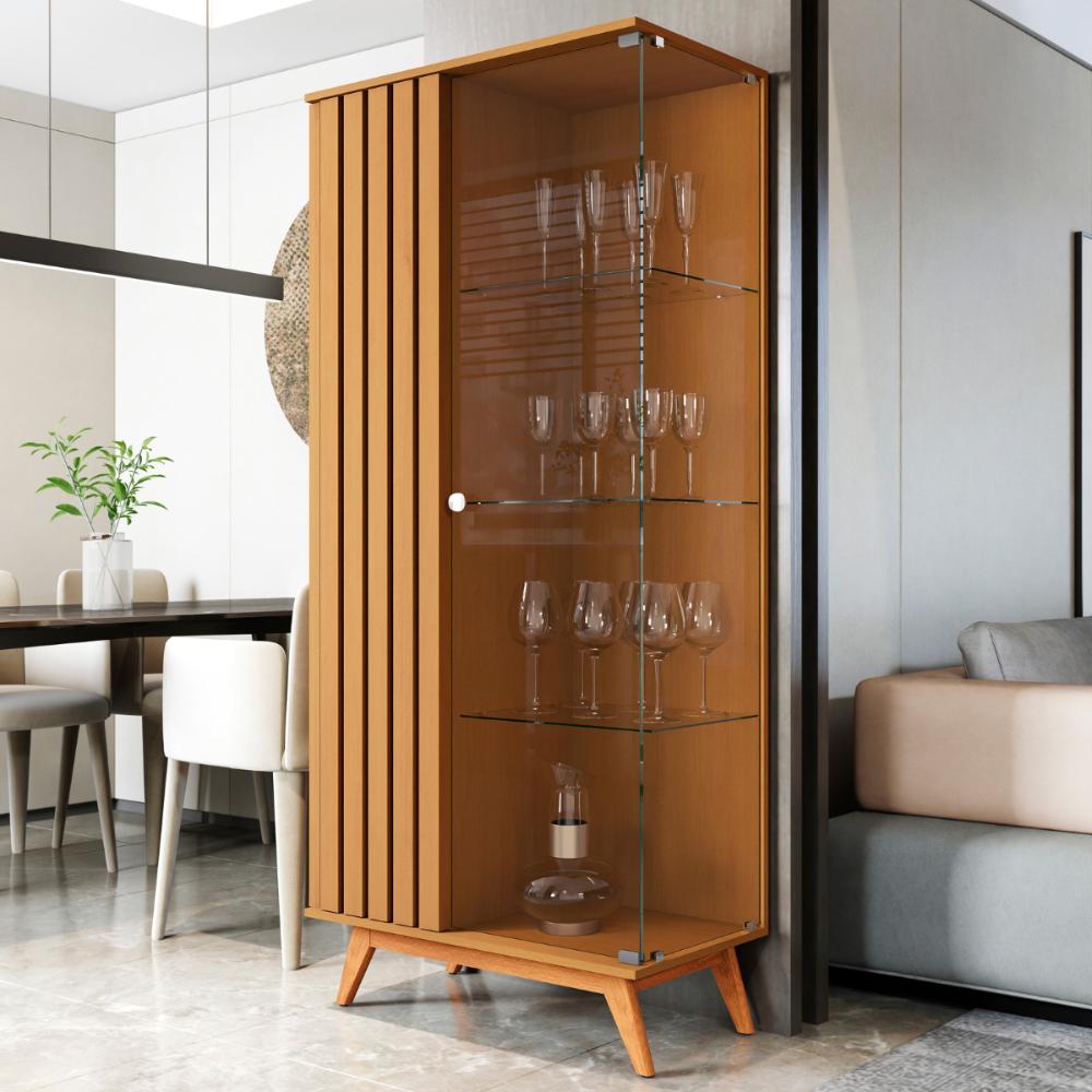 Buffet e Cristaleira com Lateral de Vidro Andes Nature