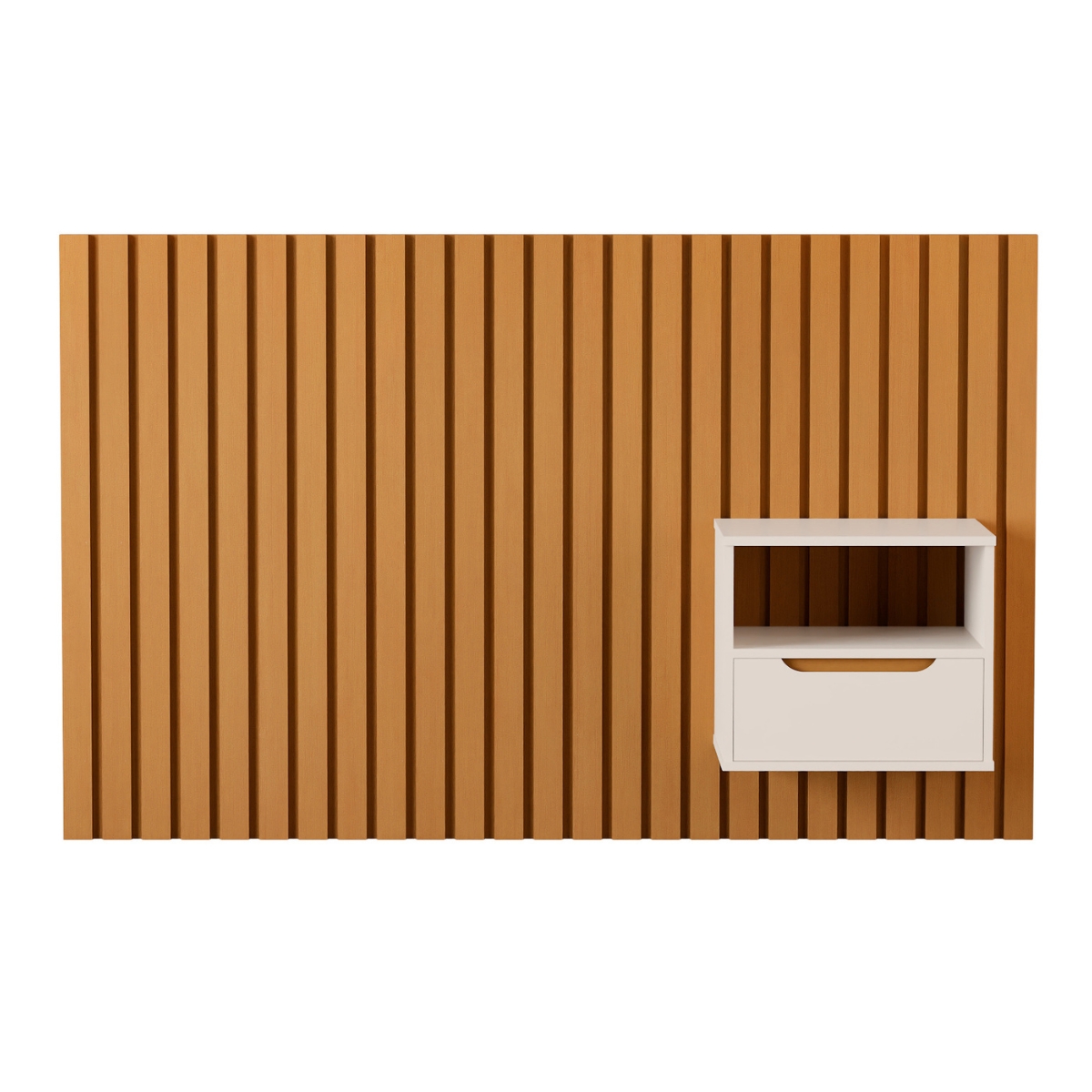 Cabeceira Para Cama Solteiro com 1 Mesa Foggia Nature Pérola