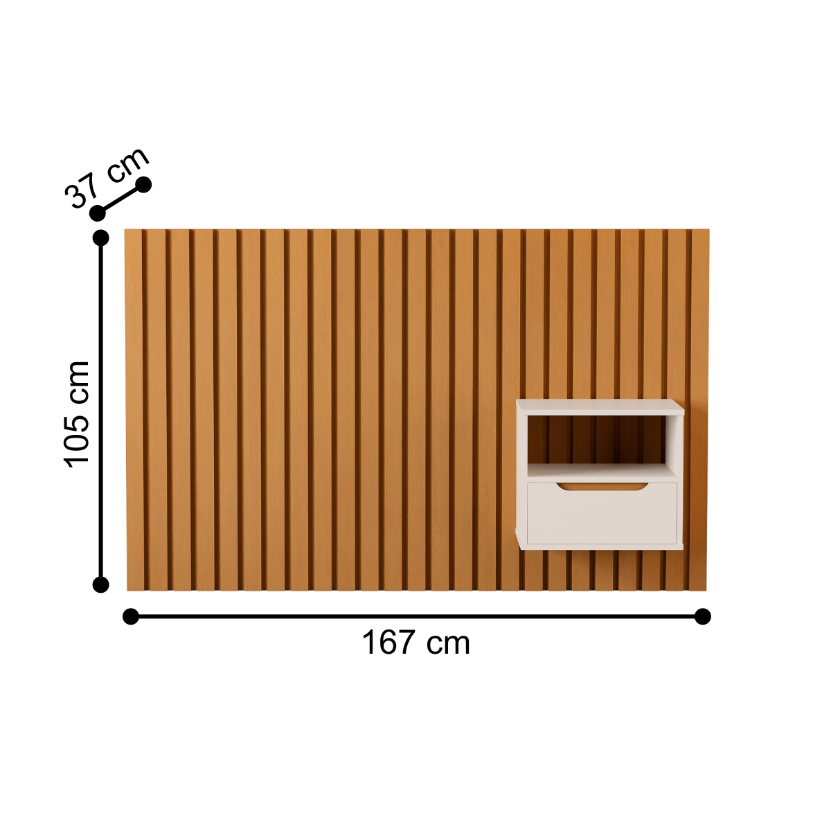 Cabeceira Para Cama Solteiro com 1 Mesa Foggia Nature Pérola