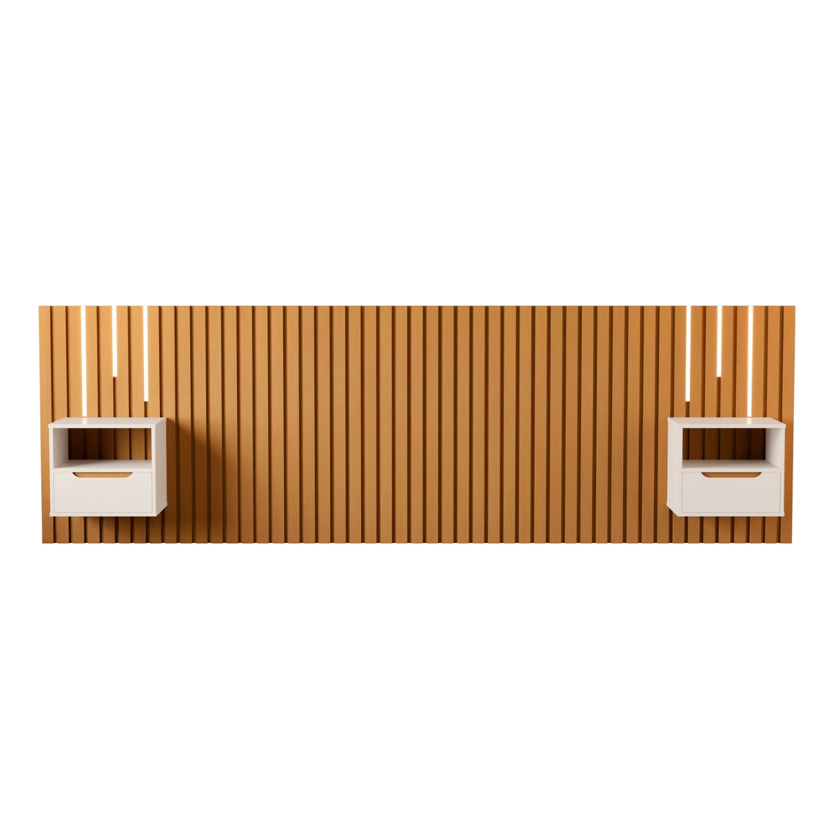 Cabeceira Ripada de Casal com Led Locarno Nature Pérola