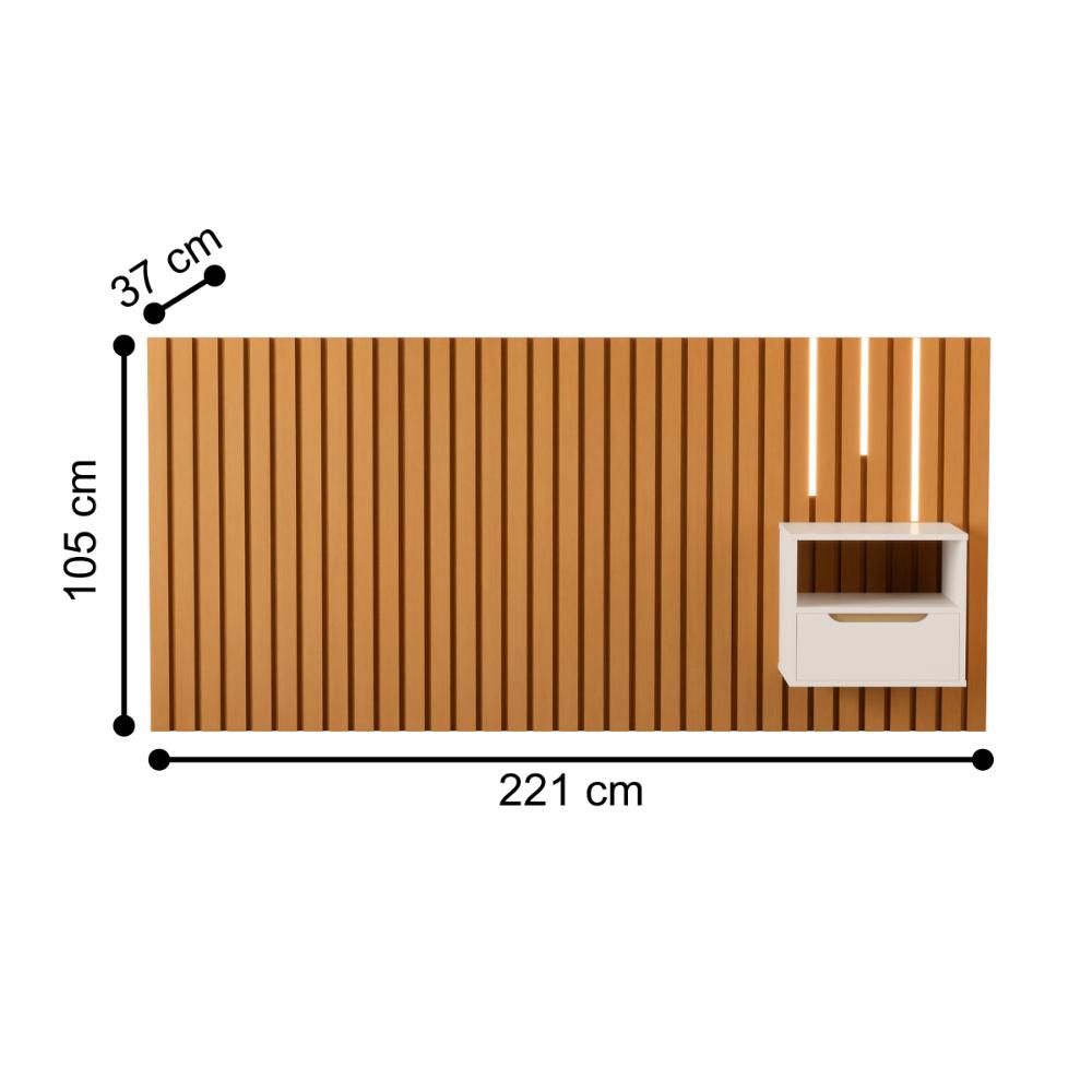 Cabeceira de Casal com Mesa e Kit Led Quioto Nature Pérola
