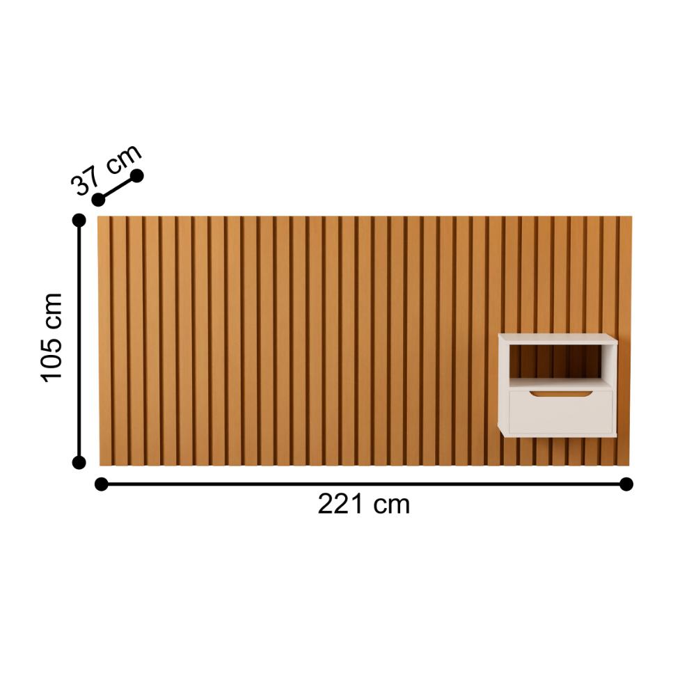 Cabeceira para Cama Casal com 1 Mesa Turim Nature Pérola