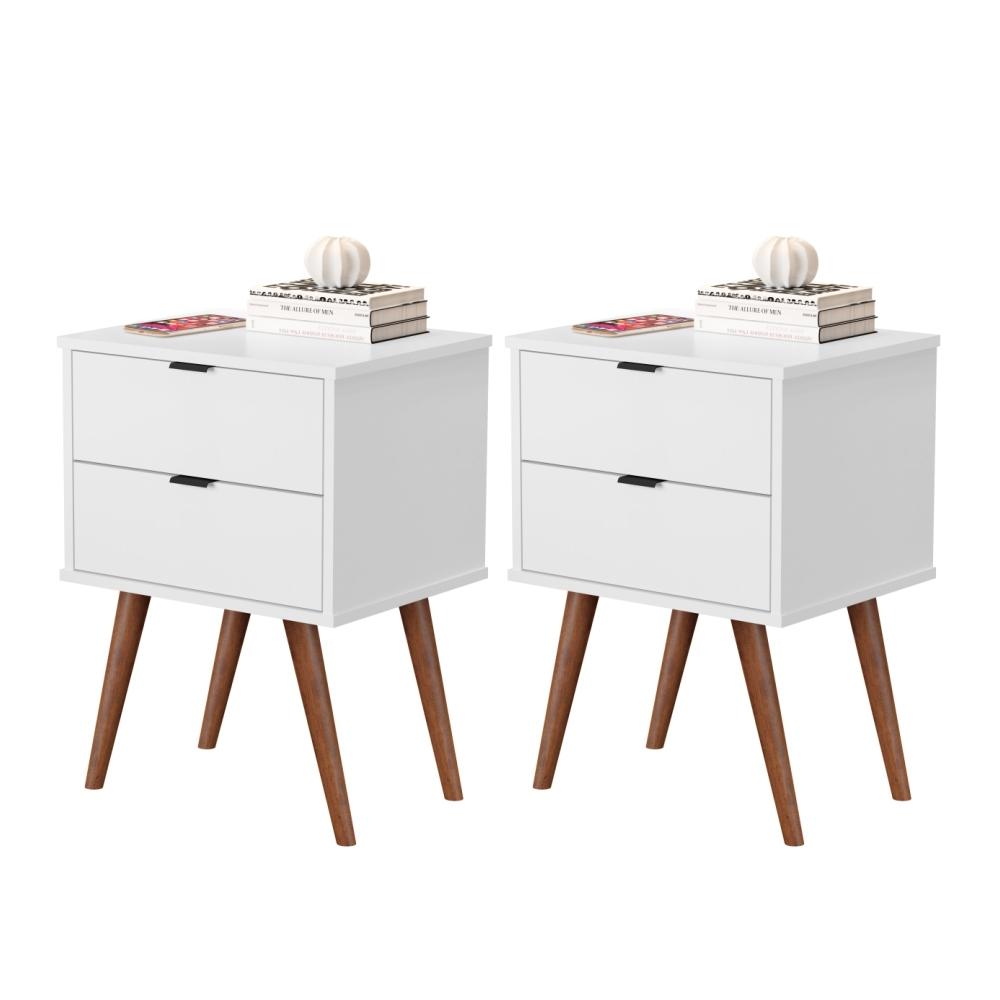 Conjunto Mesa de Cabeceira 2 Gavetas Geraldine Branco