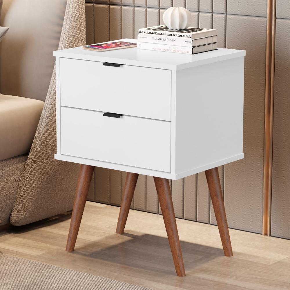 Conjunto Mesa de Cabeceira 2 Gavetas Geraldine Branco