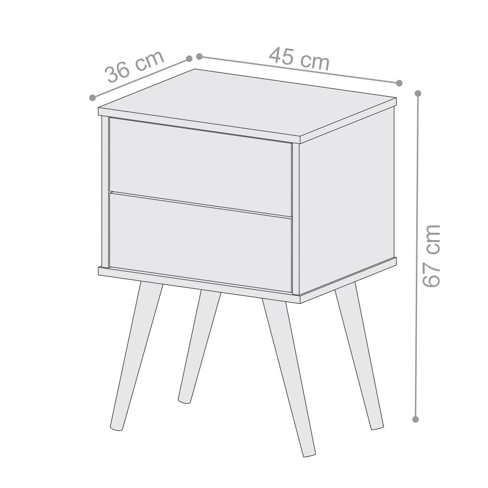 Conjunto Mesa de Cabeceira 2 Gavetas Geraldine Branco