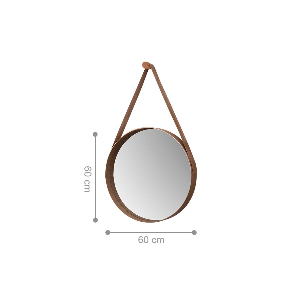 Espelho Redondo Decorativo 60 cm Com Alça Venezia Castanho