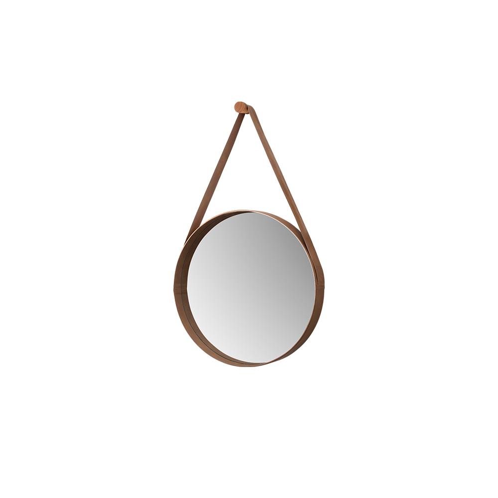 Espelho Redondo Decorativo 60 cm Com Alça Venezia Castanho