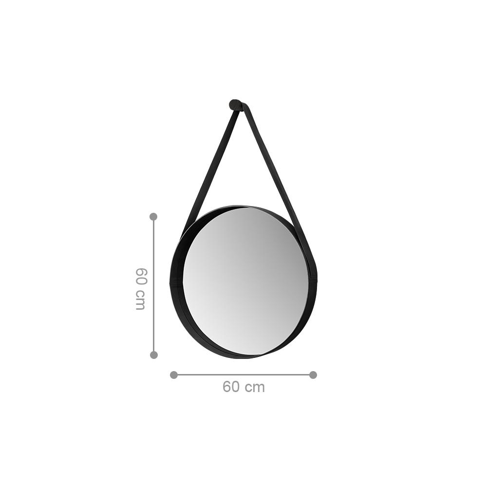 Espelho Redondo Decorativo 60 cm Com Alça Venezia Preto