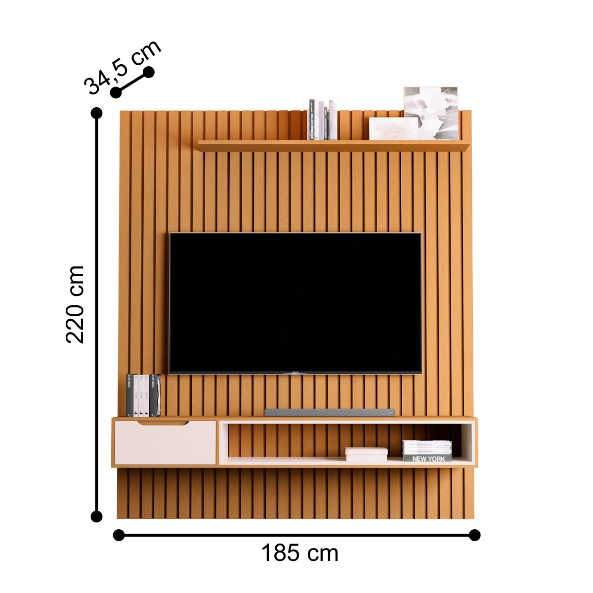 Home Ripado com Rack Suspenso Pádua Nature Pérola