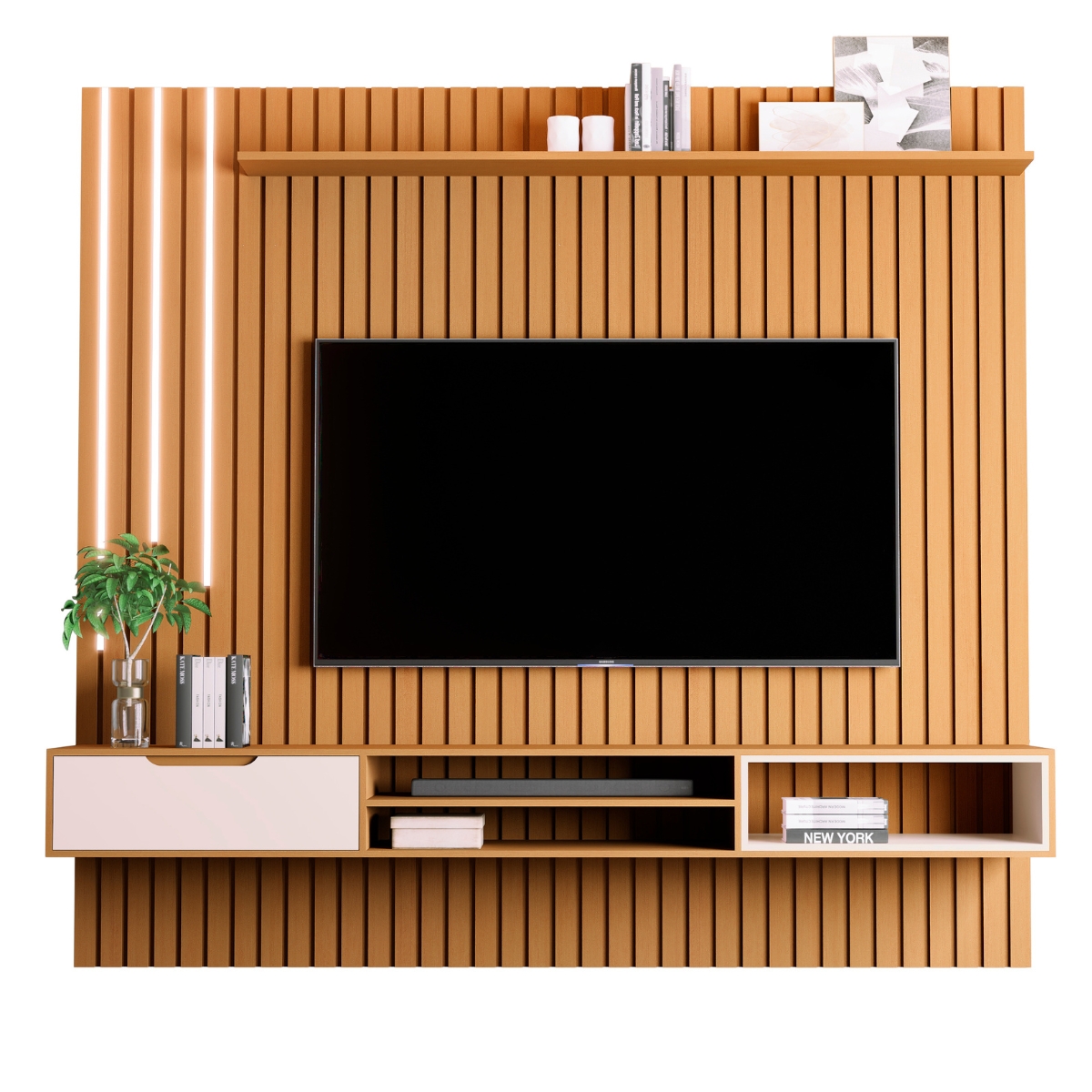 Home Suspenso com 1 Gaveta e Led Toyama Nature Pérola